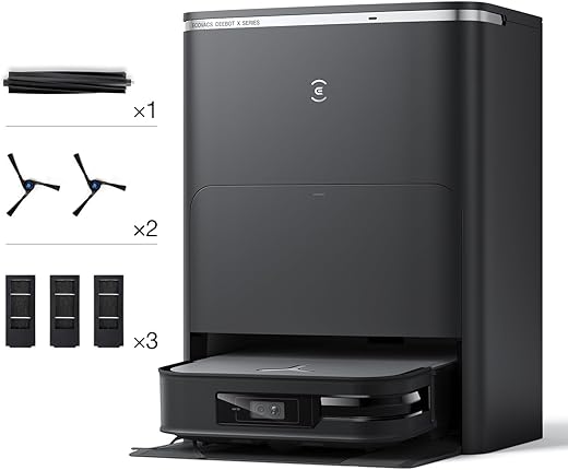 مكنسة كهربائية اكس 1 اومني روبوتية من ايكوفاكس (تنظيف تلقائي + تفريغ تلقائي) كنس عميق ومسح قوي، اقوى شفط بقوة 5000 باسكال تقنية ايفي 3 دي، واوزمو تيربو 2.0، او كية، نظام يكو للتحكم الصوتي (ضمان عام)